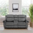 Bowery Hill Microfiber Power Double Reclining Loveseat in Charcoal