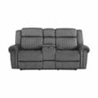 Bowery Hill Microfiber Power Double Reclining Loveseat in Charcoal