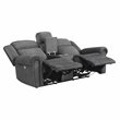Bowery Hill Microfiber Power Double Reclining Loveseat in Charcoal