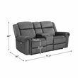 Bowery Hill Microfiber Power Double Reclining Loveseat in Charcoal