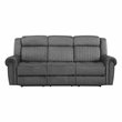 Bowery Hill Wood & Microfiber Power Double Reclining Sofa in Charcoal