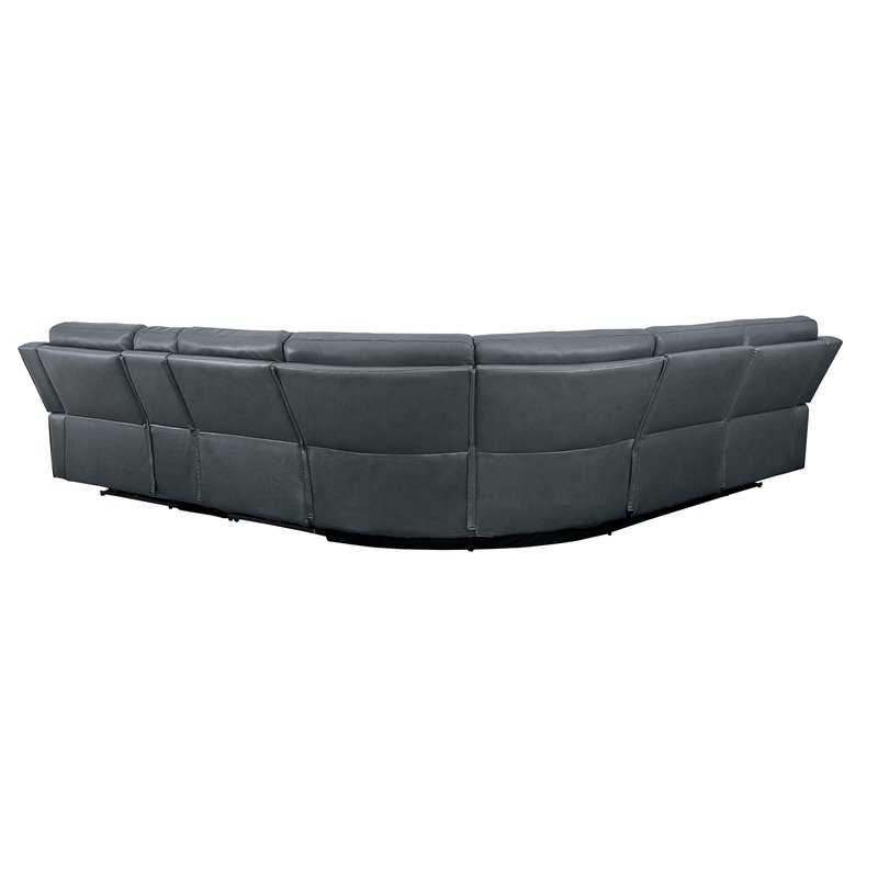 Bowery Hill 6-Piece Modern Wood & Faux Leather Sectional Set in Gray