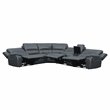 Bowery Hill 6-Piece Modern Wood & Faux Leather Sectional Set in Gray