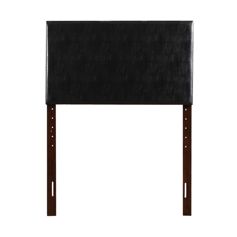 Bowery Hill Modern Faux Leather Upholstered Twin Headboard in Black