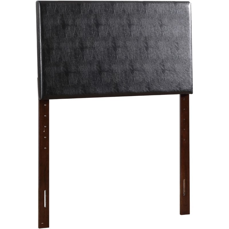 Bowery Hill Modern Faux Leather Upholstered Twin Headboard in Black