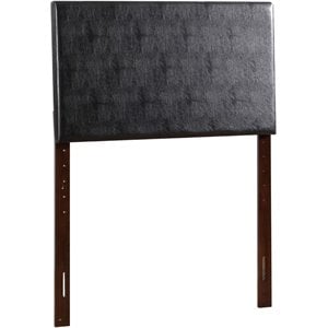 Bowery Hill Modern Faux Leather Upholstered Twin Headboard in Black