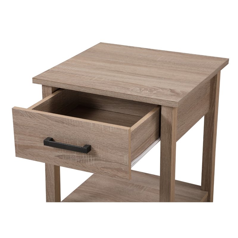 Bowery Hill Engineered Wood Contemporary 1 Drawer Nightstand in Sandle Wood
