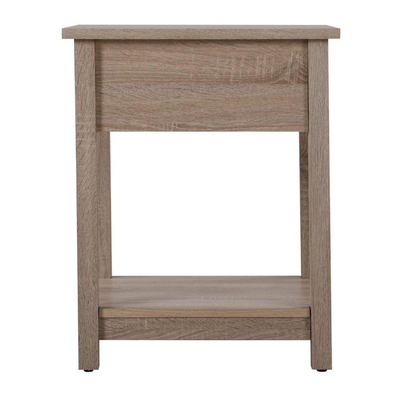 Bowery Hill Engineered Wood Contemporary 1 Drawer Nightstand in Sandle Wood
