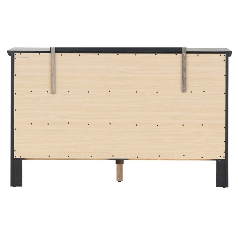 Bowery Hill Engineered Wood Transitional 6 Drawer Dresser in Black