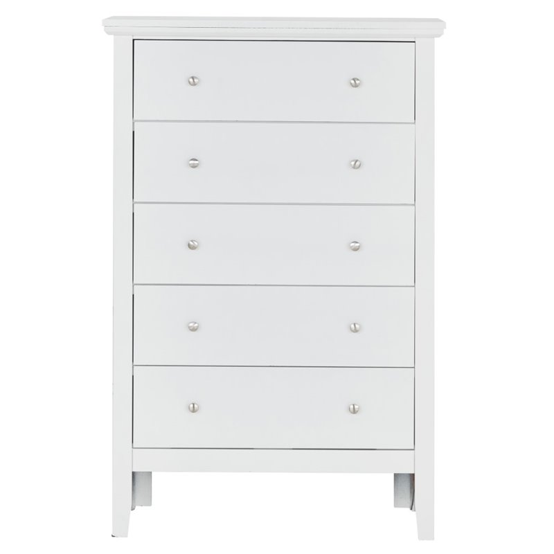 Bowery Hill Engineered Wood Transitional 5 Drawer Chest in White
