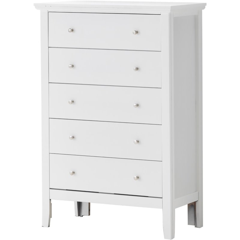 Bowery Hill Engineered Wood Transitional 5 Drawer Chest in White