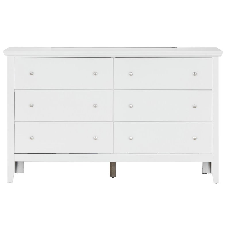 Bowery Hill Engineered Wood Transitional 6 Drawer Dresser in White