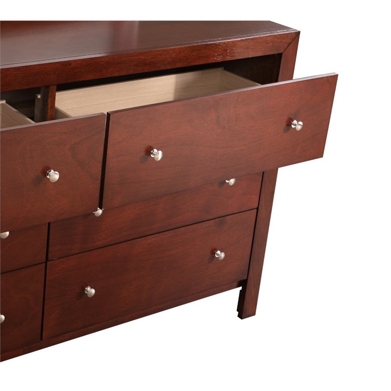 Bowery Hill Engineered Wood Transitional 6 Drawer Dresser in Cherry