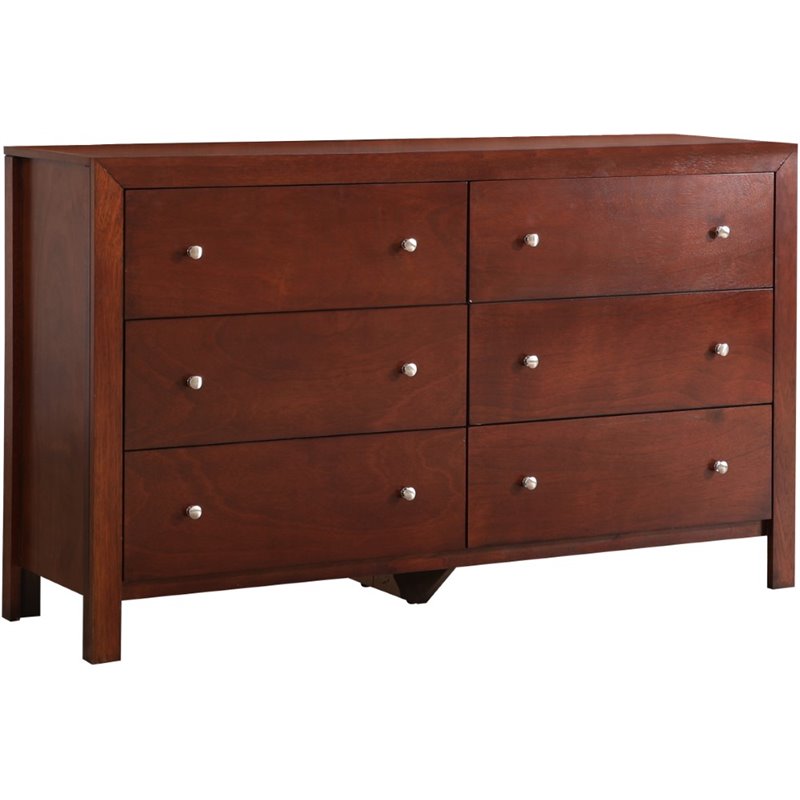 Bowery Hill Engineered Wood Transitional 6 Drawer Dresser in Cherry