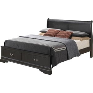 Bowery Hill Traditional Wood King Storage Bed in Black Finish