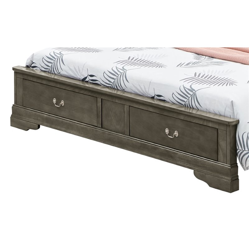Bowery Hill Traditional Wood Queen Storage Bed in Gray Finish