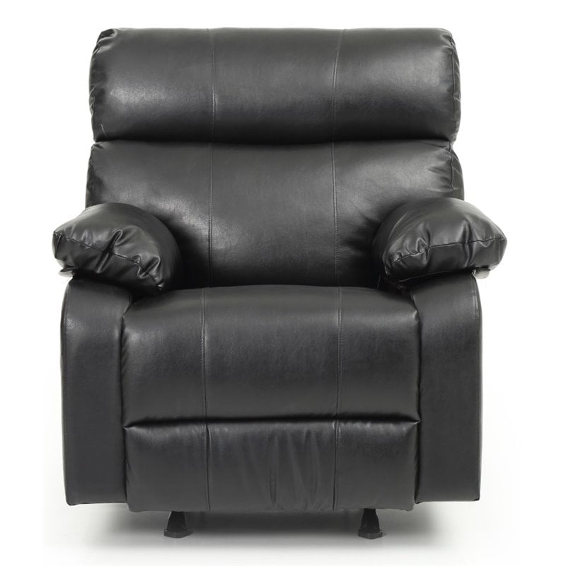 Bowery Hill Contemporary Faux Leather Rocker Recliner in Black