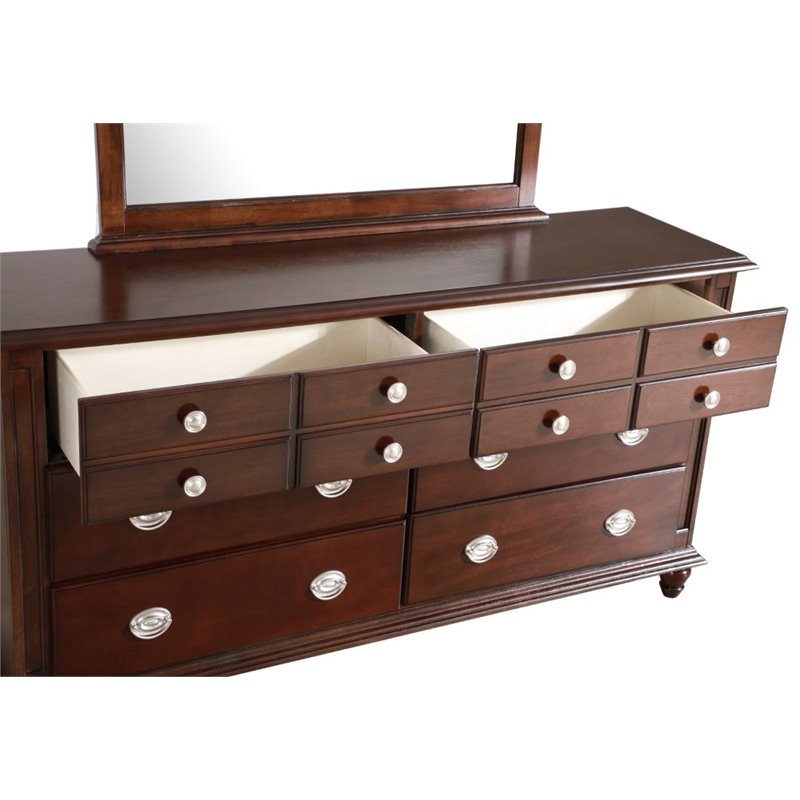 Bowery Hill Engineered Wood Traditional 6 Drawer Dresser in Cappuccino
