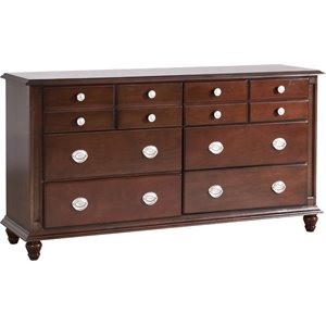 bowery hill engineered wood traditional 6 drawer dresser in cappuccino
