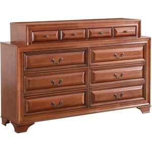 Bowery Hill Engineered Wood Transitional 10 Drawer Dresser in Oak