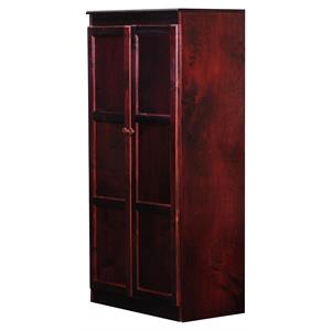 Bowery Hill Traditional 60&quot Wood Storage Cabinet with 4-Shelves in Cherry