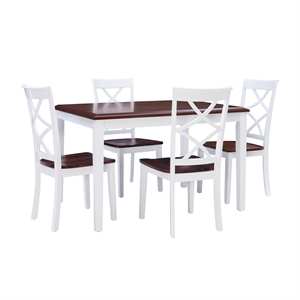 Bowery Hill Modern Wood Five Piece Dining Set in Cherry and White