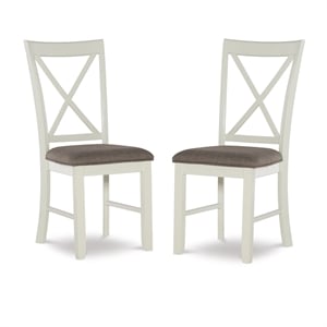 Bowery Hill Wood Set of Two Dining Side Chairs in Vanilla White