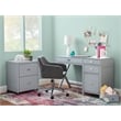 Bowery Hill Modern Wood Side Storage Desk with 4 Drawers Silver Hardware in Gray