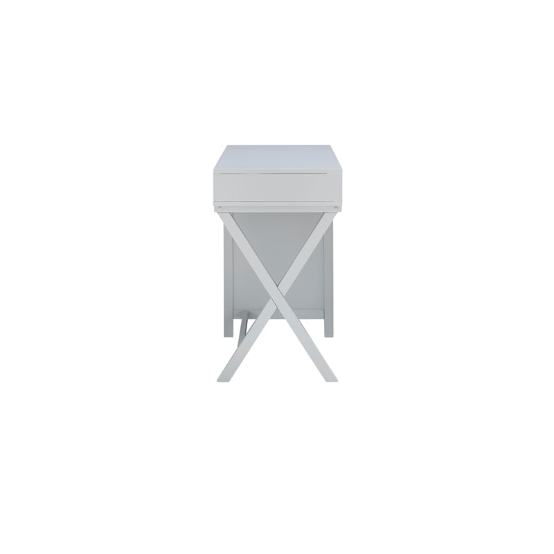 Bowery Hill Modern Wood Side Storage Desk with 4 Drawers Silver Hardware in Gray