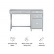 Bowery Hill Modern Wood Side Storage Desk with 4 Drawers Silver Hardware in Gray