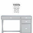 Bowery Hill Modern Wood Side Storage Desk with 4 Drawers Silver Hardware in Gray