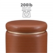Bowery Hill Round Modern Faux Leather Padded Storage Ottoman in Caramel Brown