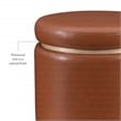 Bowery Hill Round Modern Faux Leather Padded Storage Ottoman in Caramel Brown