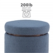 Bowery Hill Round Modern Fabric Padded Storage Ottoman in Blue Gray