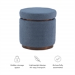 Bowery Hill Round Modern Fabric Padded Storage Ottoman in Blue Gray