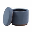 Bowery Hill Round Modern Fabric Padded Storage Ottoman in Blue Gray