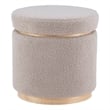 Bowery Hill Round Modern Fabric Padded Storage Ottoman in Gray