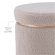 Bowery Hill Round Modern Fabric Padded Storage Ottoman in Gray