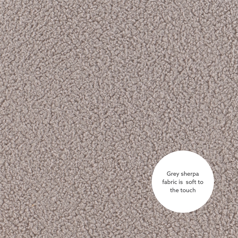 Bowery Hill Round Modern Fabric Padded Storage Ottoman in Gray