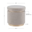 Bowery Hill Round Modern Fabric Padded Storage Ottoman in Gray