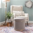Bowery Hill Round Modern Fabric Padded Storage Ottoman in Gray