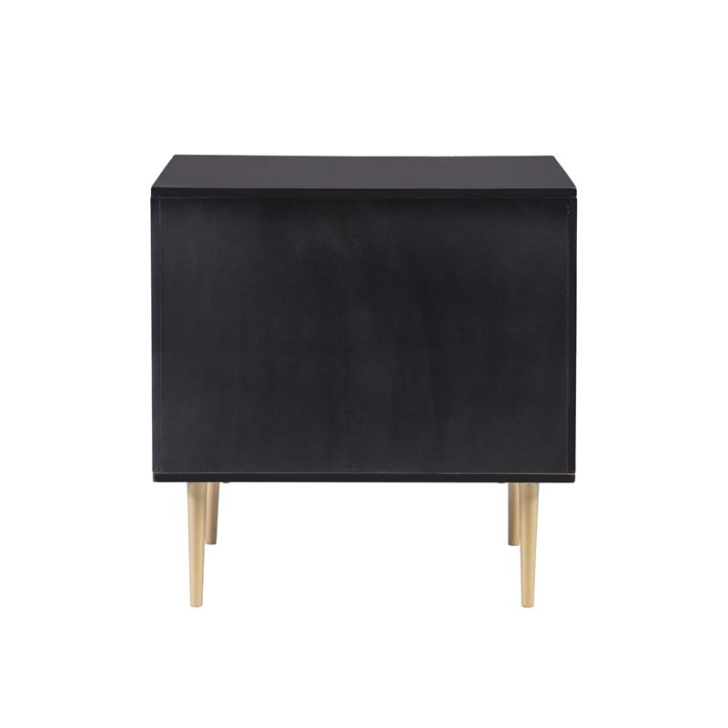 Bowery Hill Modern / Contemporary Two Drawer Wood Nightstand in Black