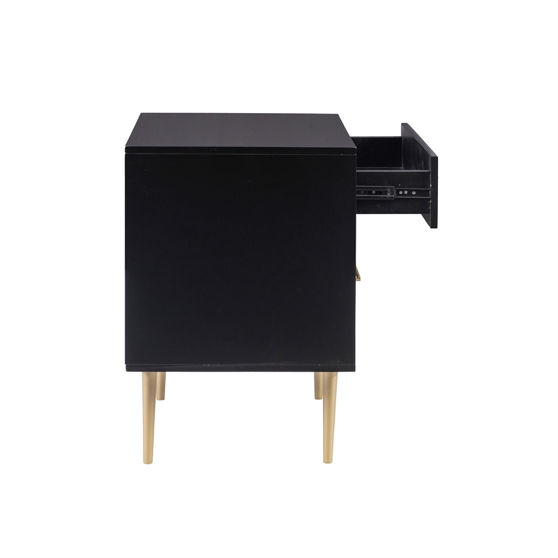 Bowery Hill Modern / Contemporary Two Drawer Wood Nightstand in Black