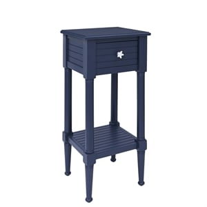 Bowery Hill Modern Wood Accent Starfish Coastal Side Table in Navy
