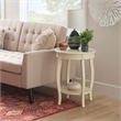 Bowery Hill Wood Off White Accent End Table Round Storage 18.5
