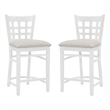 Bowery Hill Wood Commercial Grade Upholstered Seat Counter Stool in White