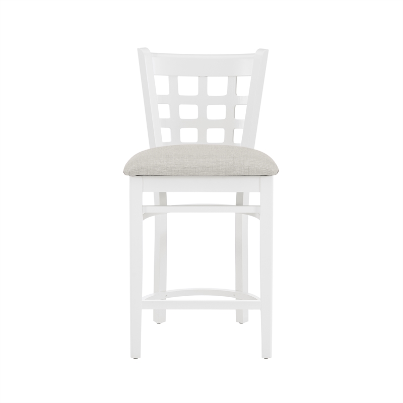 Bowery Hill Wood Commercial Grade Upholstered Seat Counter Stool in White