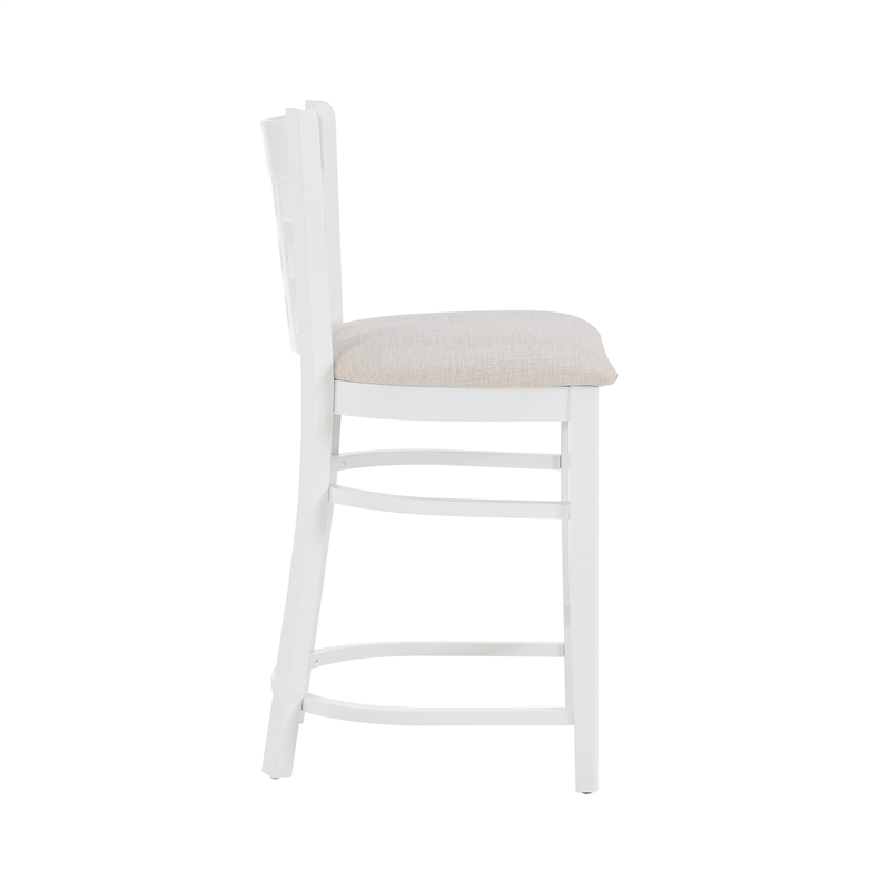Bowery Hill Wood Commercial Grade Upholstered Seat Counter Stool in White