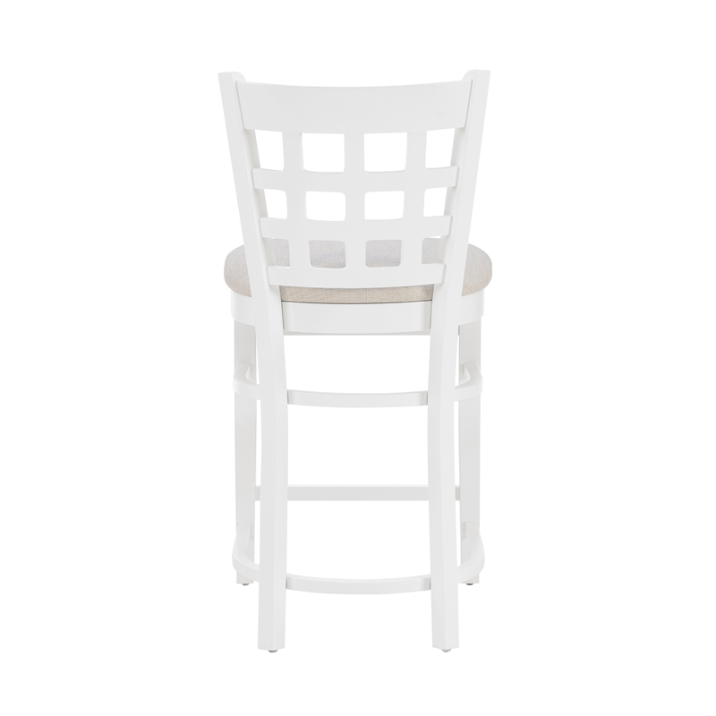 Bowery Hill Wood Commercial Grade Upholstered Seat Counter Stool in White