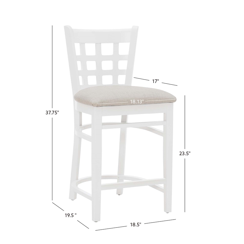 Bowery Hill Wood Commercial Grade Upholstered Seat Counter Stool in White